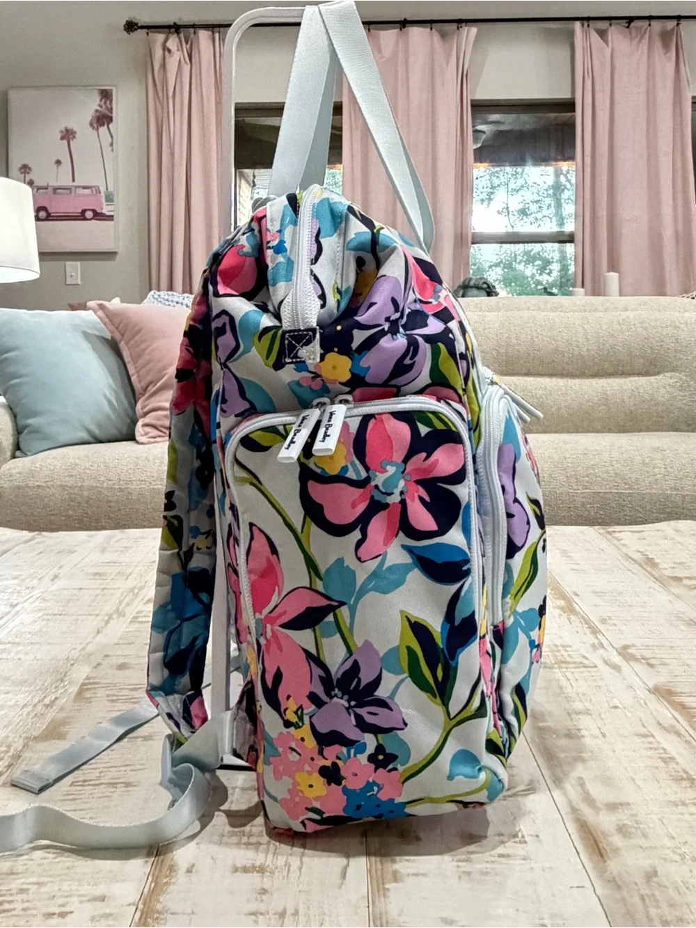 Vera Bradley Diaper Bag Cooler Marian Floral Baby Backpack Retired Rare Pink